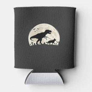 Enfriador De Latas Silueta de luna de dinosaurio de Halloween de past