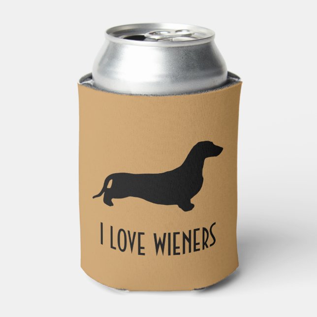 Enfriador De Latas Silueta negra de Dachshund + tus ideas (Lata Anverso)