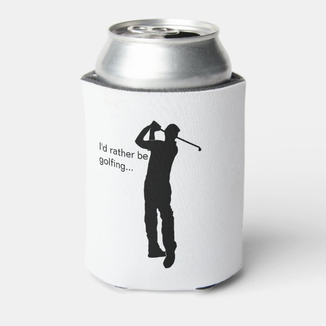 Enfriador De Latas Silueta negra de Golfer (Reverso de la lata)