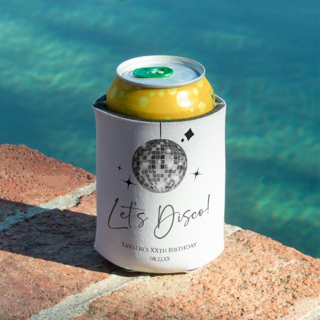 Enfriador De Latas Silver Disco Ball Let's Disco Fiesta de cumpleaños (Piscina in situ)