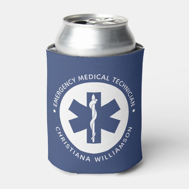 Enfriador De Latas Símbolo de EMT personalizado Técnico Médico de Eme (Lata Anverso)