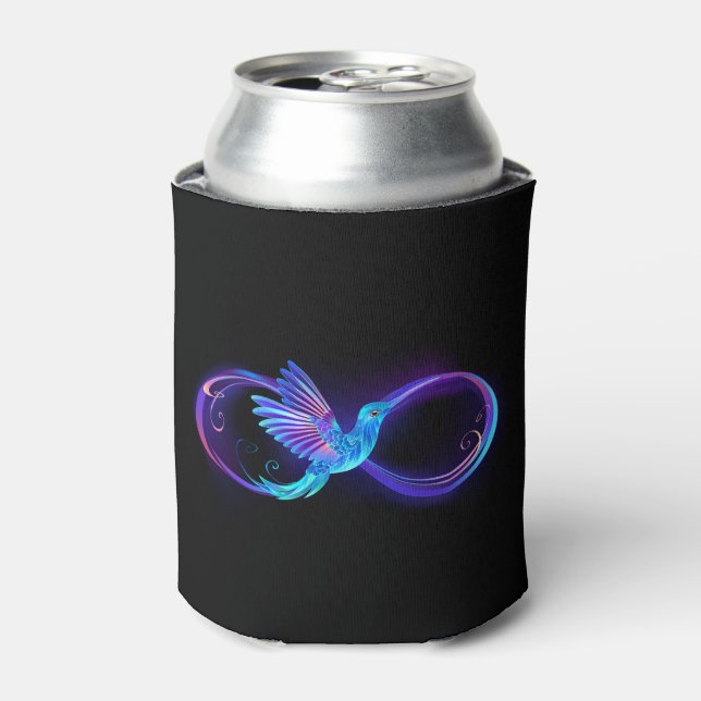 Enfriador De Latas Símbolo de infinito neón con colibrí brillante (Lata Anverso)