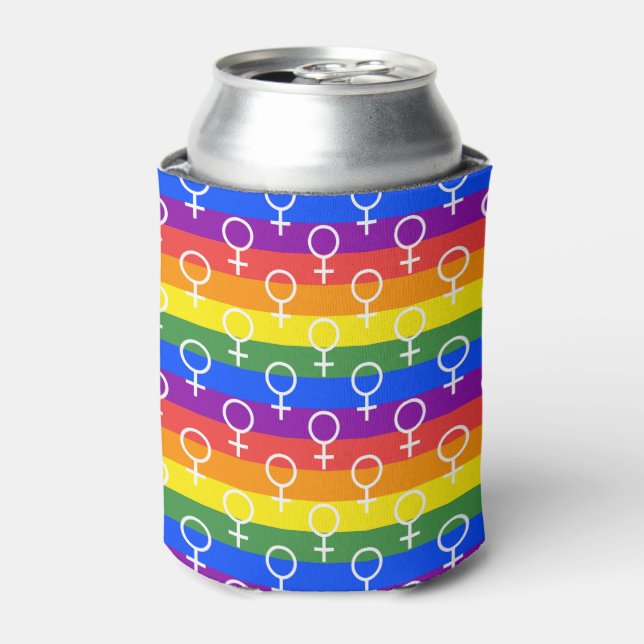 Enfriador De Latas Símbolo femenino patrón arcoiris (Lata Anverso)