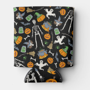 Enfriador De Latas Símbolos de Halloween Vintage Seamless Background