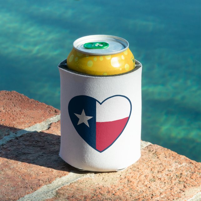 Enfriador De Latas Símbolos de Texas, Bandera de Texas, corazón (Piscina in situ)