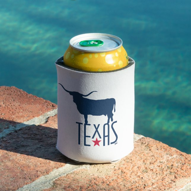 Enfriador De Latas Símbolos de Texas, Longhorn, marina (Piscina in situ)