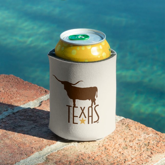 Enfriador De Latas Símbolos de Texas, Longhorn, marrón (Piscina in situ)