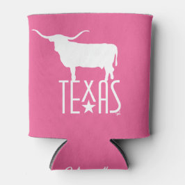 Enfriador De Latas Símbolos de Texas, Longhorn, rosa