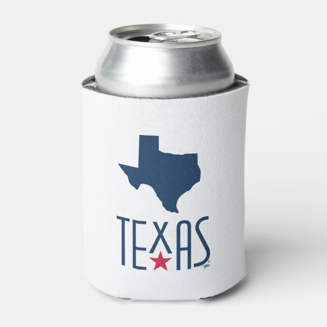 Enfriador De Latas Símbolos de Texas, Texas, azul marino (Lata Anverso)