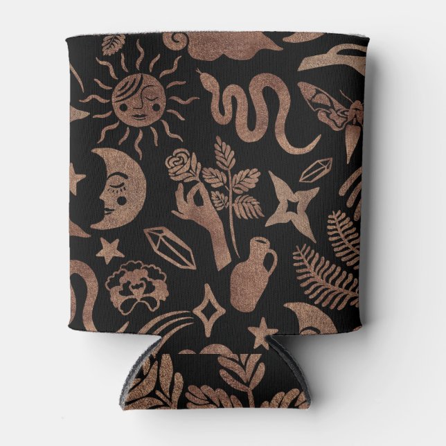 Enfriador De Latas Símbolos místicos: serpiente, sol, luna. (Anverso)