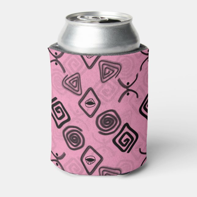 Enfriador De Latas Símbolos rosados. (Reverso de la lata)