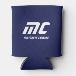 Enfriador De Latas Simple Blue Modern Guay Monogrammed Boyfriend