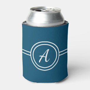 Enfriador De Latas Simple inicial monograma azul oscuro