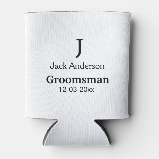 Enfriador De Latas SIMPLE MINIMAL añada tu nombre personalizado groom (Anverso)