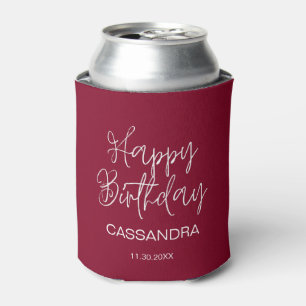 Enfriador De Latas Simple y moderna tipografía de Borgoña Cumpleaños