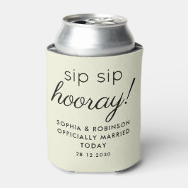 Enfriador De Latas Sip Sip Hooray Wedding Favor Beige Funny
