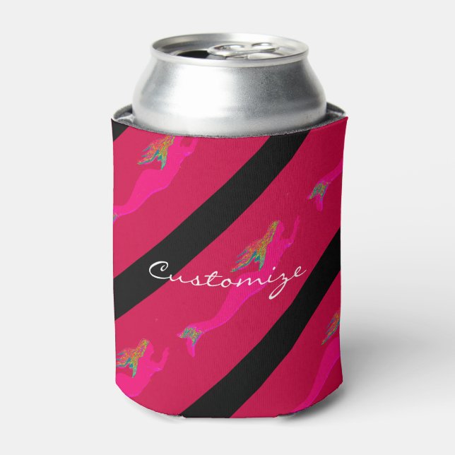 Enfriador De Latas sirenas rosadas submarinas rojas (Lata Anverso)