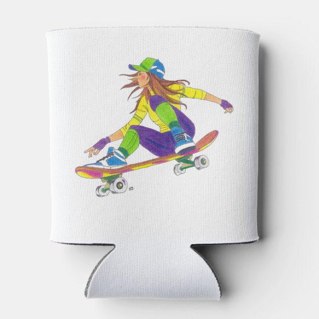 Enfriador De Latas Skateboarder Chica de refrigeración (Reverso)