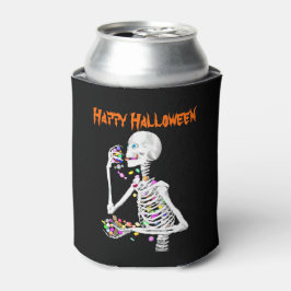 Enfriador De Latas Skeleton comiendo dulces de Halloween