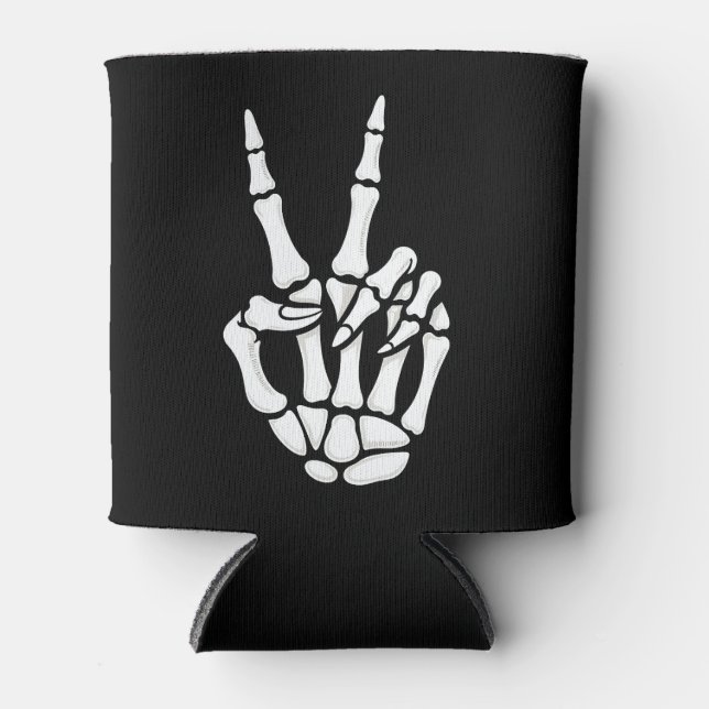 Enfriador De Latas Skeleton Hand Peace Sign Cool Halloween (Anverso)