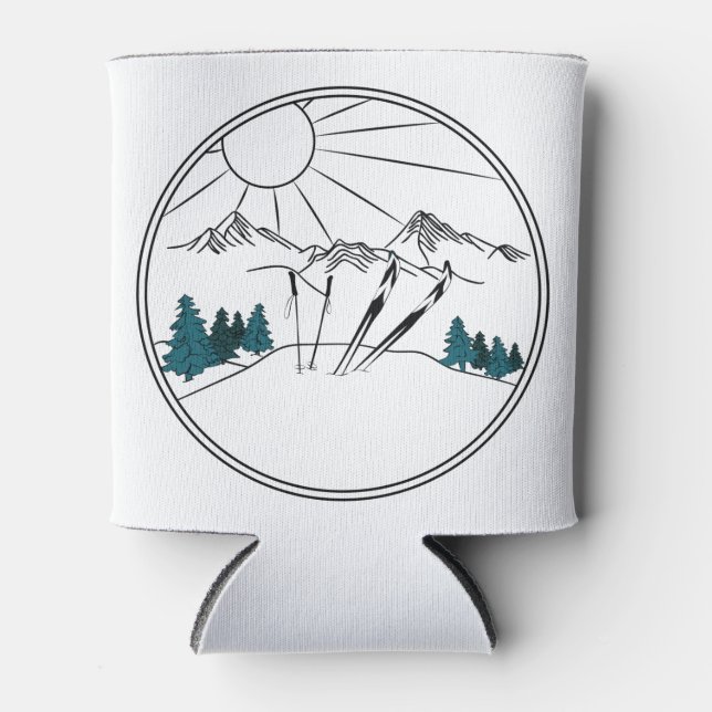 Enfriador De Latas Ski Resort Scene Winter Sports (Anverso)