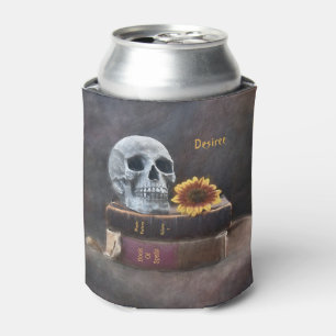 Enfriador De Latas Skull Vintage Books Yellow Sunflower Gothic