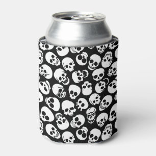 Enfriador De Latas Skulls en el patrón de fondo negro