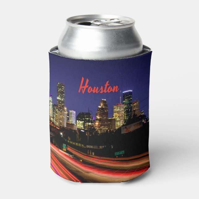 Enfriador De Latas Skyline de Houston Texas (Lata Anverso)