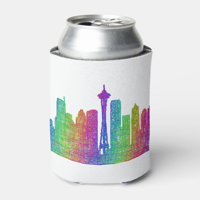 Enfriador De Latas Skyline Seattle (Lata Anverso)