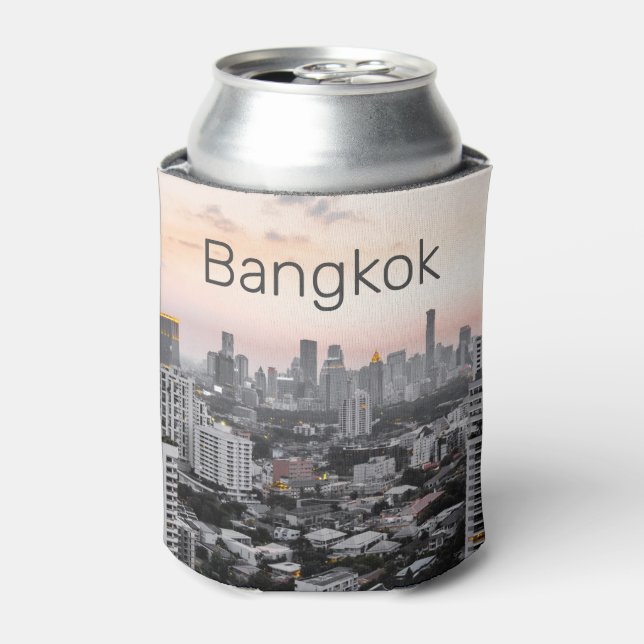 Enfriador De Latas Skyline Sunset Panorama BKK Tailandia (Lata Anverso)