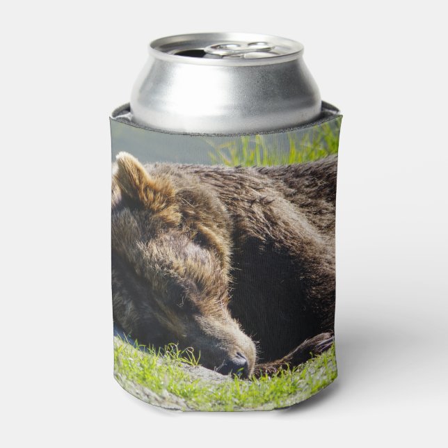 Enfriador De Latas Sleeping Alaska Grizzly Bear (Lata Anverso)