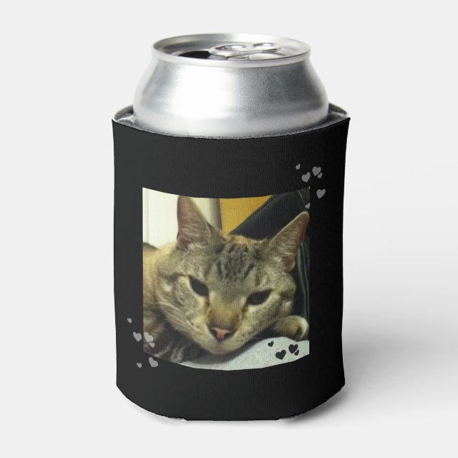 Enfriador De Latas Sleepy Siamese Tabby Cat Refrigerador de bebidas (Lata Anverso)