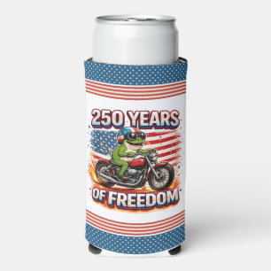 Enfriador De Latas Slim 250 Años De Libertad Rana Motera Patriótica EEUU