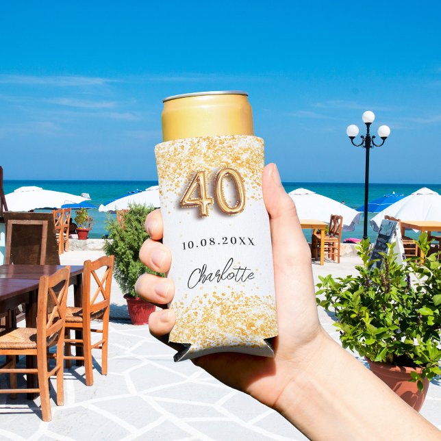 Enfriador De Latas Slim 40.º nombre de purpurina de oro blanco (Subido por el creador)