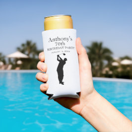 Enfriador De Latas Slim 70.ª Fiesta de Cumpleaños Golfer Elegant Par Setx