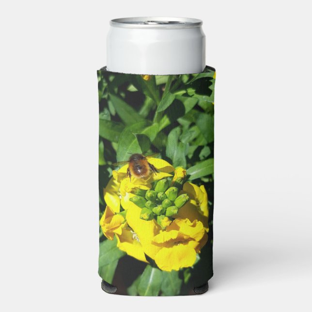 Enfriador De Latas Slim Abeja a las flores amarillas (Frente Agua con Gas)