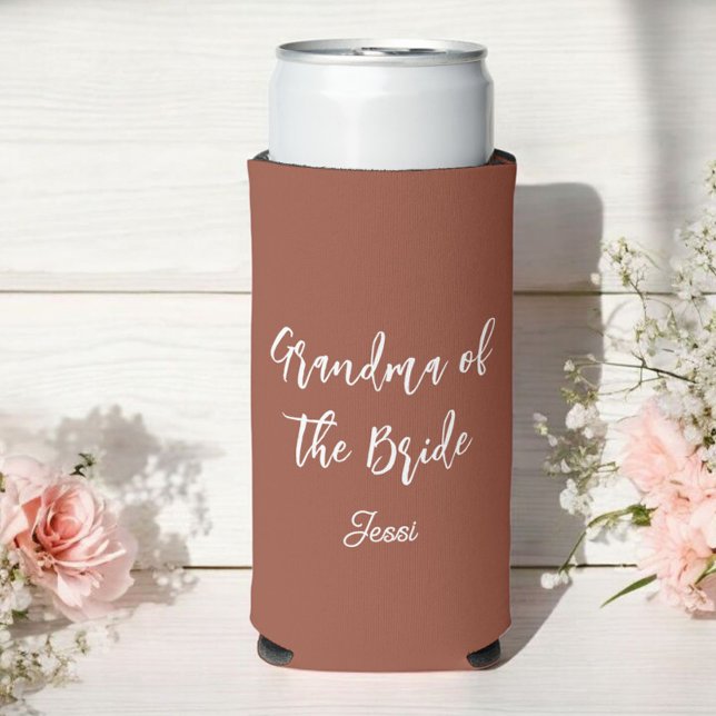 Enfriador De Latas Slim Abuela del Boda Bride Terracotta (Subido por el creador)