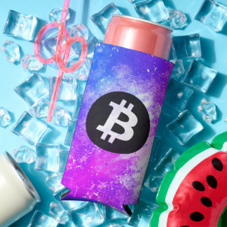 Enfriador De Latas Slim Acuarela de Bitcoin (Estilo 2 - Miami)