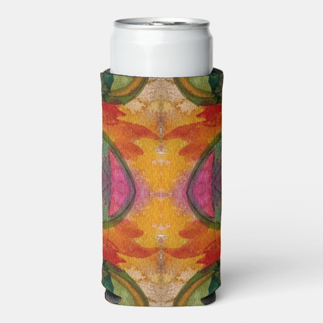 Enfriador De Latas Slim Acuarela Y Tinta Resumen Arte Expressionista (Frente Agua con Gas)