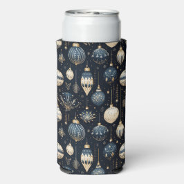 ENFRIADOR DE LATAS SLIM ADORNOS NAVIDEÑOS AZULES Y BLANCOS