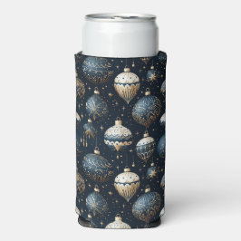 ENFRIADOR DE LATAS SLIM ADORNOS NAVIDEÑOS AZULES Y BLANCOS