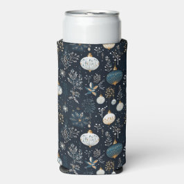 ENFRIADOR DE LATAS SLIM ADORNOS NAVIDEÑOS AZULES Y BLANCOS