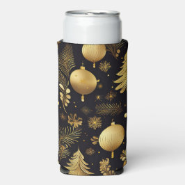 ENFRIADOR DE LATAS SLIM ADORNOS NAVIDEÑOS DE FIESTAS DE COLOR NEGRO Y DORA
