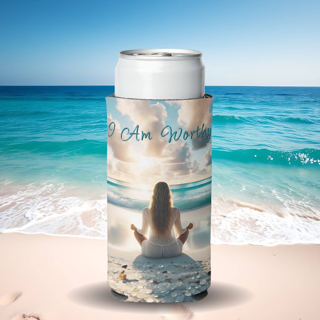 Enfriador De Latas Slim Afirmación positiva | Soy digno del amor (Subido por el creador)