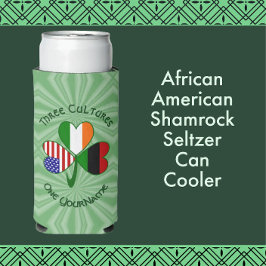 Enfriador De Latas Slim African American Irish Flags Shamrock Personalized