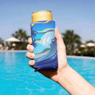 Enfriador De Latas Slim Agua de la ola grande del océano marino