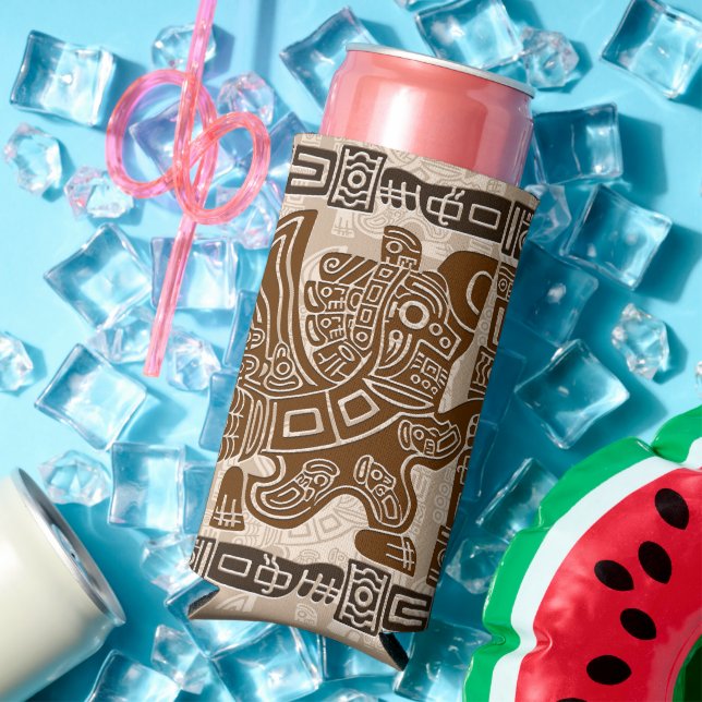 Enfriador De Latas Slim Águila azteca guerrera arte tribal antiguo (Verano in situ)