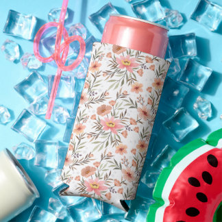 Enfriador De Latas Slim Alegría del abrazo: Flores de Boho coloridas