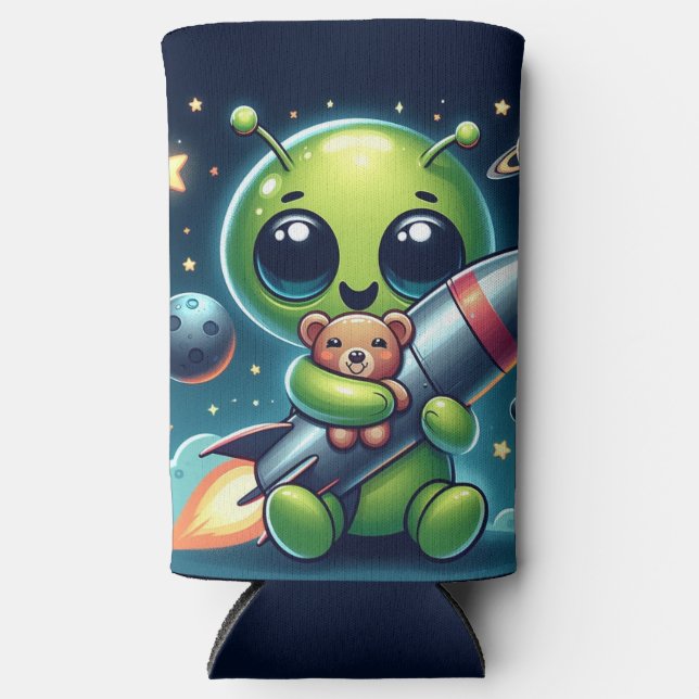 ENFRIADOR DE LATAS SLIM ALIEN CON UN COHETE (Anverso)