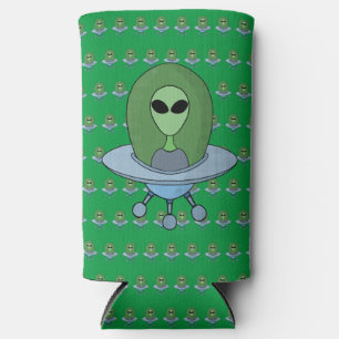 Enfriador De Latas Slim Alien en su pequeña nave espacial